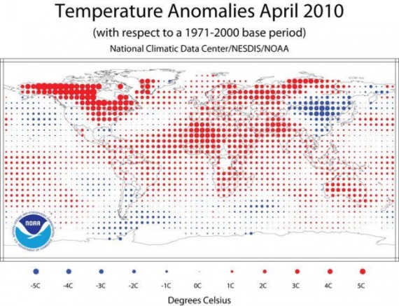 Anomalie temperatury w kwietniu
