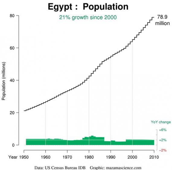 Zmiany liczby ludności w Egipcie