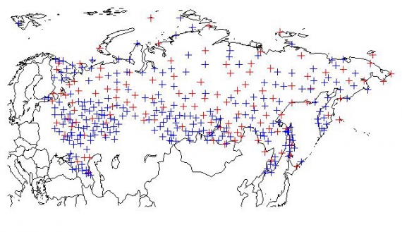 Ewolucja rosyjskiej sieci meteorologicznej (1950) Ewolucja rosyjskiej sieci meteorologicznej (1950)