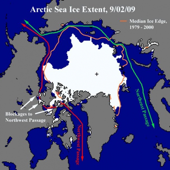 Zasięg lodu arktycznego 02.09.2009 Zasięg lodu arktycznego 02.09.2009