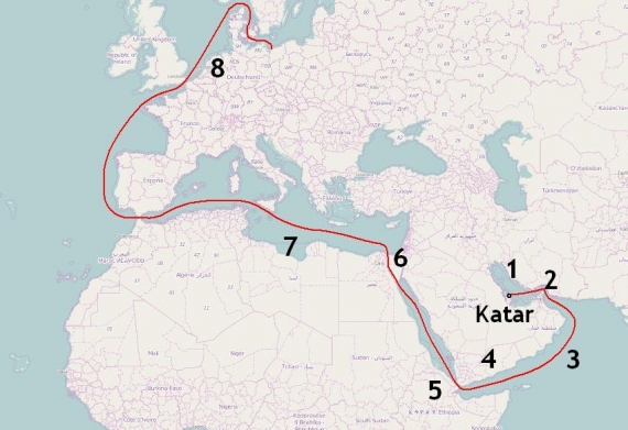 Szlak morski gazowców Katar-Polska