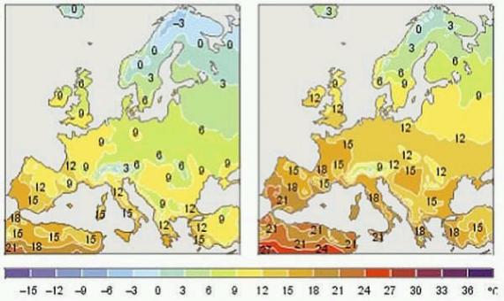 Temperatury w Europie, koniec XXI w.