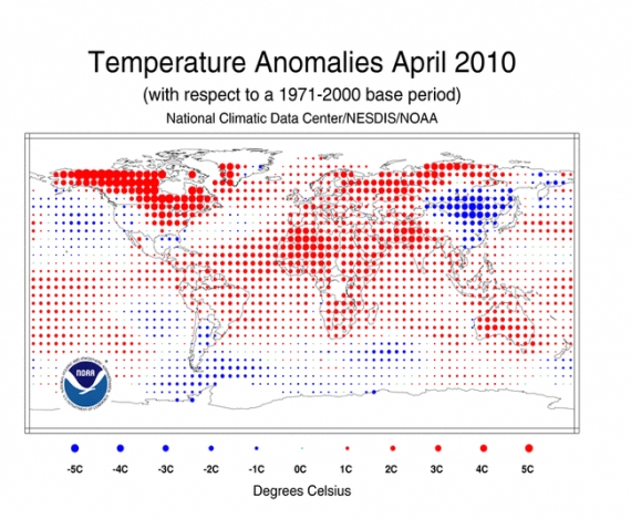 anomalie temperatury - kwiecień