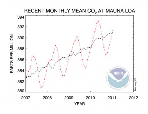 Globalna zawartośc CO2 - Mauna Loa