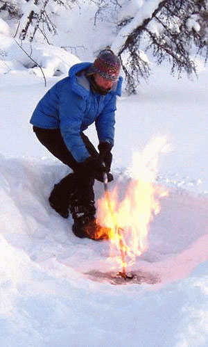 Zapłon metanu wydobywającego się ze zmarzliny Zapłon metanu wydobywającego się ze zmarzliny