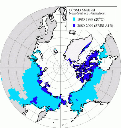 Zmiana zasięgu wiecznej zmarzliny Zmiana zasięgu wiecznej zmarzliny